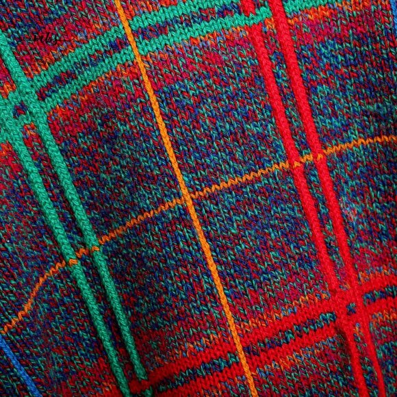 Scott Officer 100% Pure Wool Crew Neck Plaid Sweater Multciolors Men L - Picture 6 of 11